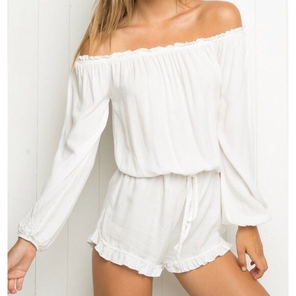 Brandy Melville Pants - Brandy off shoulder white Gabriella romper